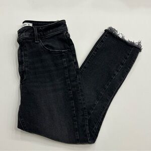 Abercrombie & Fitch Black Ankle Frayed-Hem Jeans